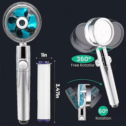 XIAOMI 360° Rotation Turbo Shower Head Handheld High Pressure Water Saving Spray Showerhead Filters Bathroom Accessories 2024