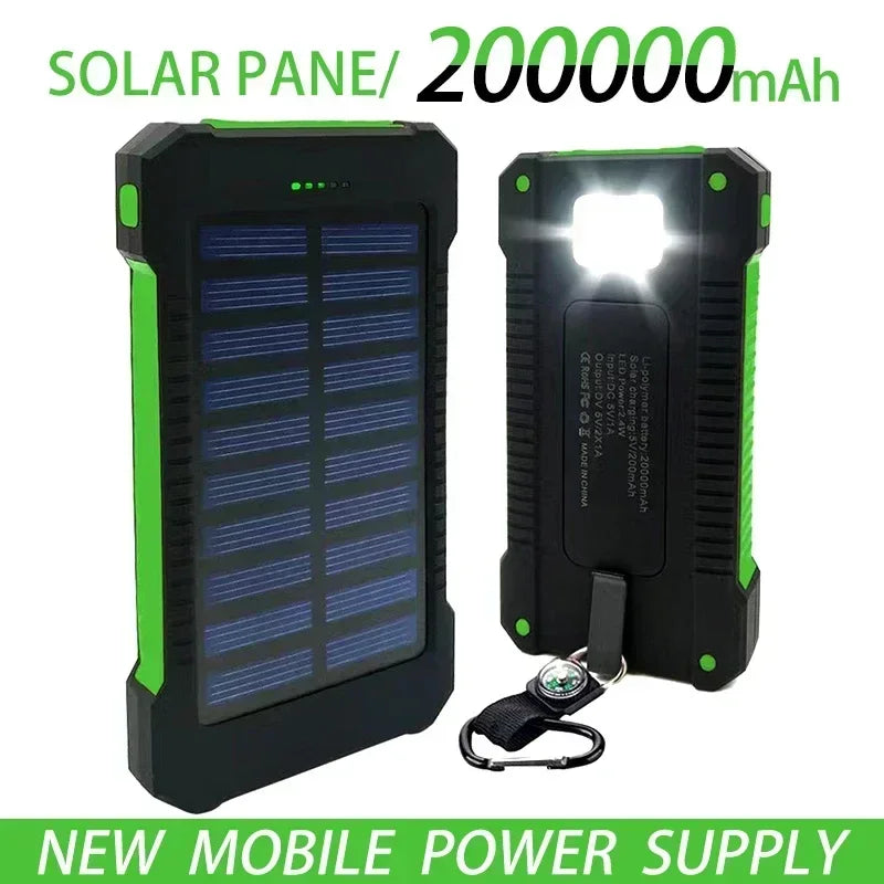 Top-level Solar Panel Waterproof Emergency Charger IPhone Samsung LED External Battery Charging Bank